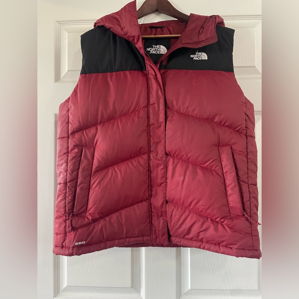The North Face 550 Red and Black Down Puffer Vest